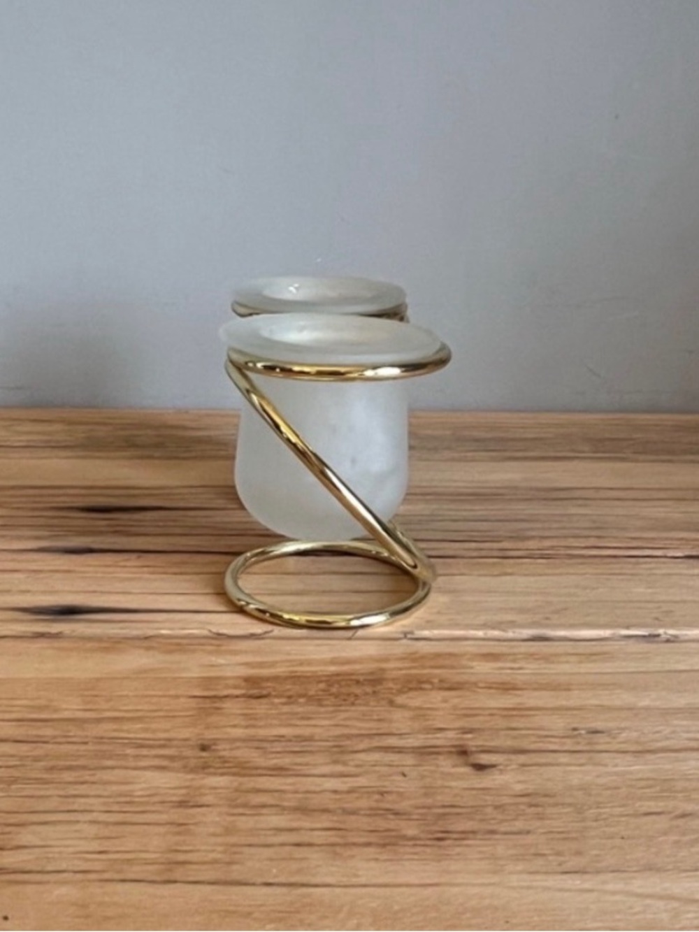 Gold and Frosted Glass Spiral Candle Holders - Set of 2 - Picture 3 of 9